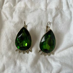 Emerald green costume jewelry dangling earrings
